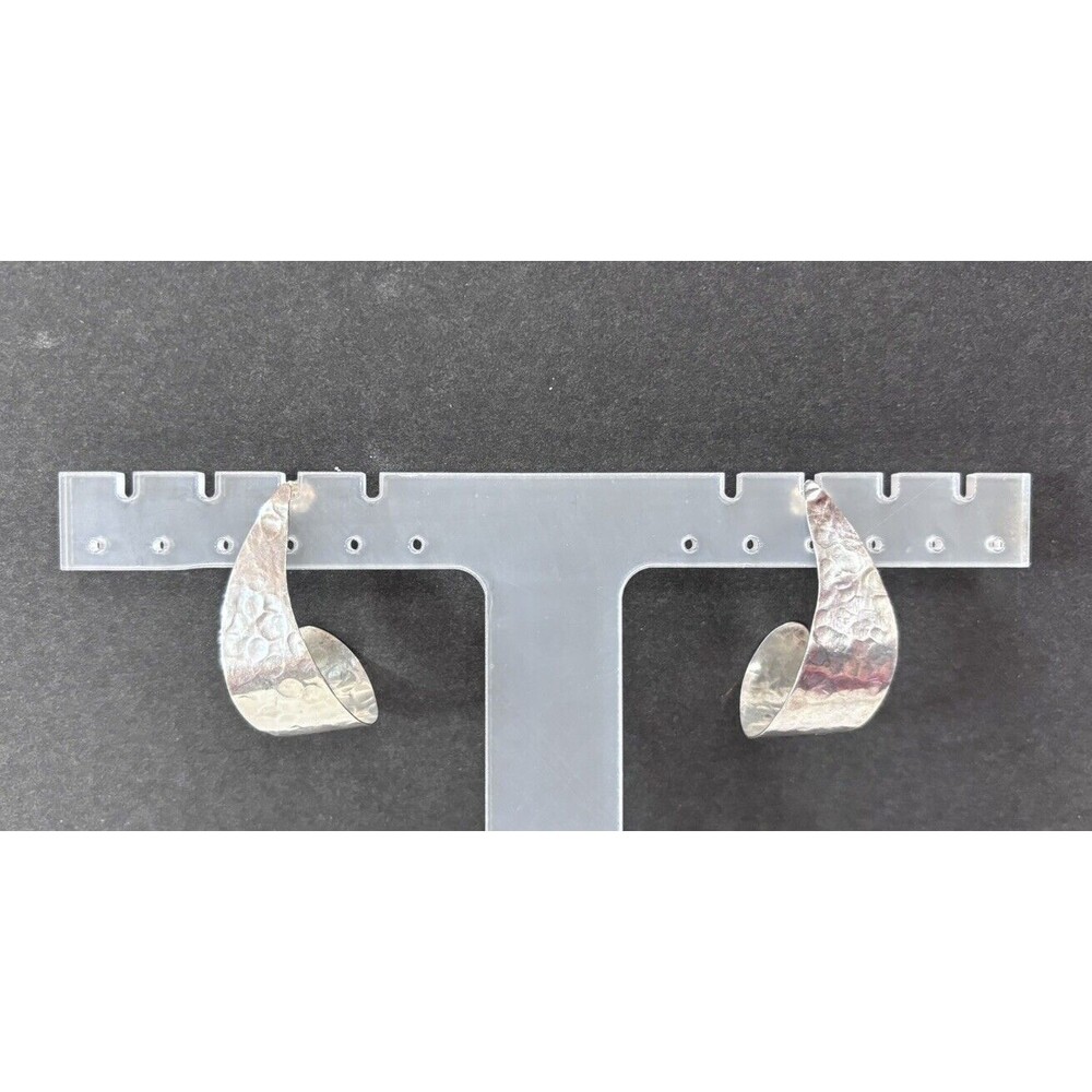 SYB Sharon Sandra Baker Sterling Silver Hammered Modernist  Abstract Earrings